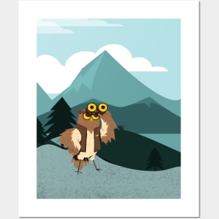 Bird Watching Owl with Binoculars Posters and Art